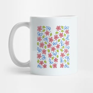 Floral Monogram Letter M - pink and blue Mug